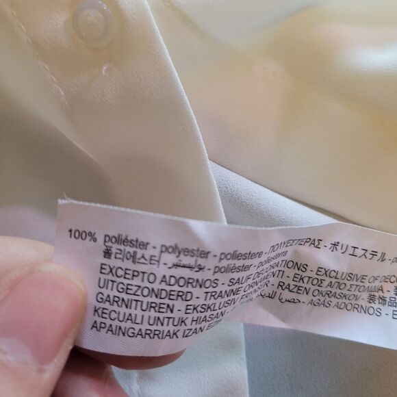 Zara White Ivory Button Down Shirt Blouse Top Long Sleeves Size Small - Picture 8 of 9